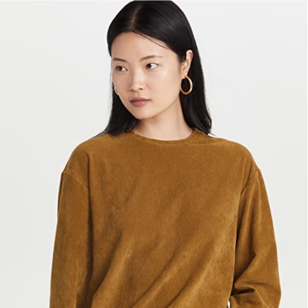 Tibi Stretch Corduroy Long Sleeve Easy T-Shirt
